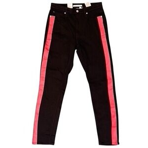 Calvin Klein Women's CKJ 010 Jeans 30 Black‎ Red Stripe High Rise Skinny Modern